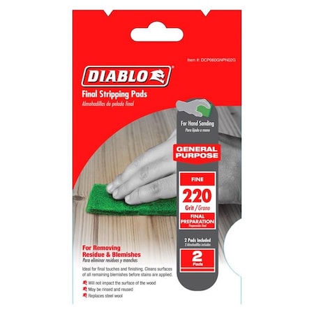 Diablo Diablo 6 in. L X 4 in. W 220 Grit Silicone Carbide Final Stripping Pads 2 pk DCP060GNPN02G